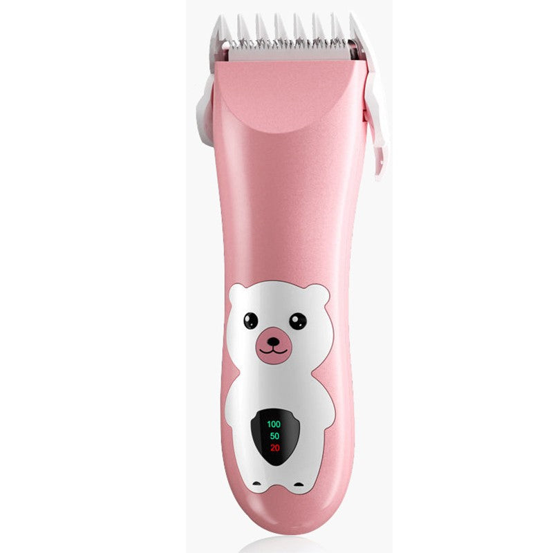 Masina de Tuns pentru Bebelusi si Copii, Display Digital, Functie Anti-Taiere si Silentioasa, Lame Ceramice si Inox, Rezistenta la Apa, 50W, Fara Fir, Model Ursulet, Roz