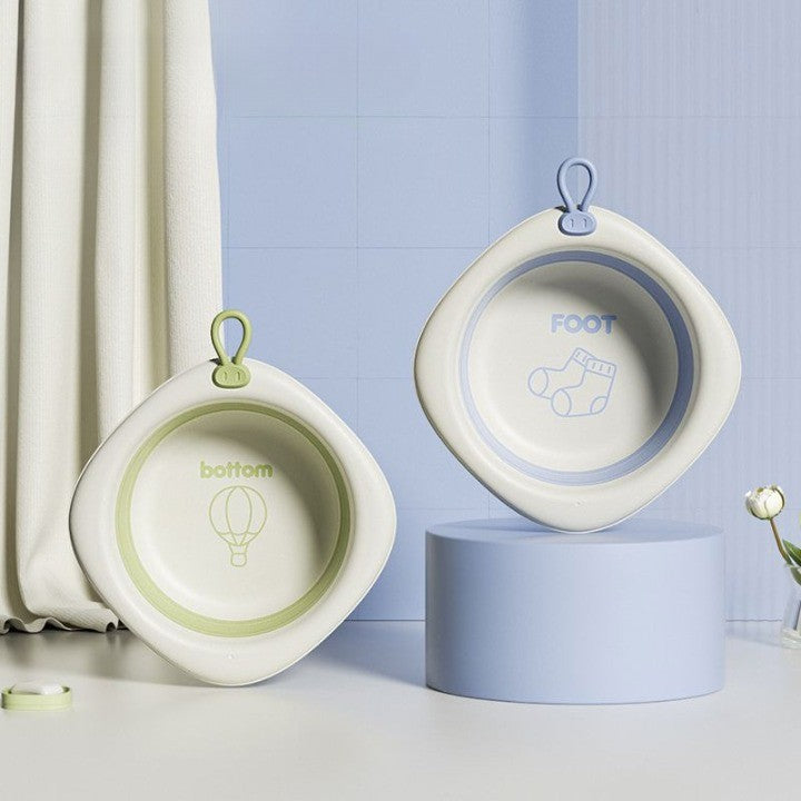 Cadita Pliabila pentru Bebelusi si Copii, Design Compact Romb, Material Plastic si Silicon, Verde, 31.5x31.5x3.5 cm, 3L