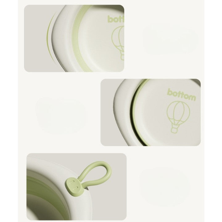 Cadita Pliabila pentru Bebelusi si Copii, Design Compact Romb, Material Plastic si Silicon, Verde, 31.5x31.5x3.5 cm, 3L