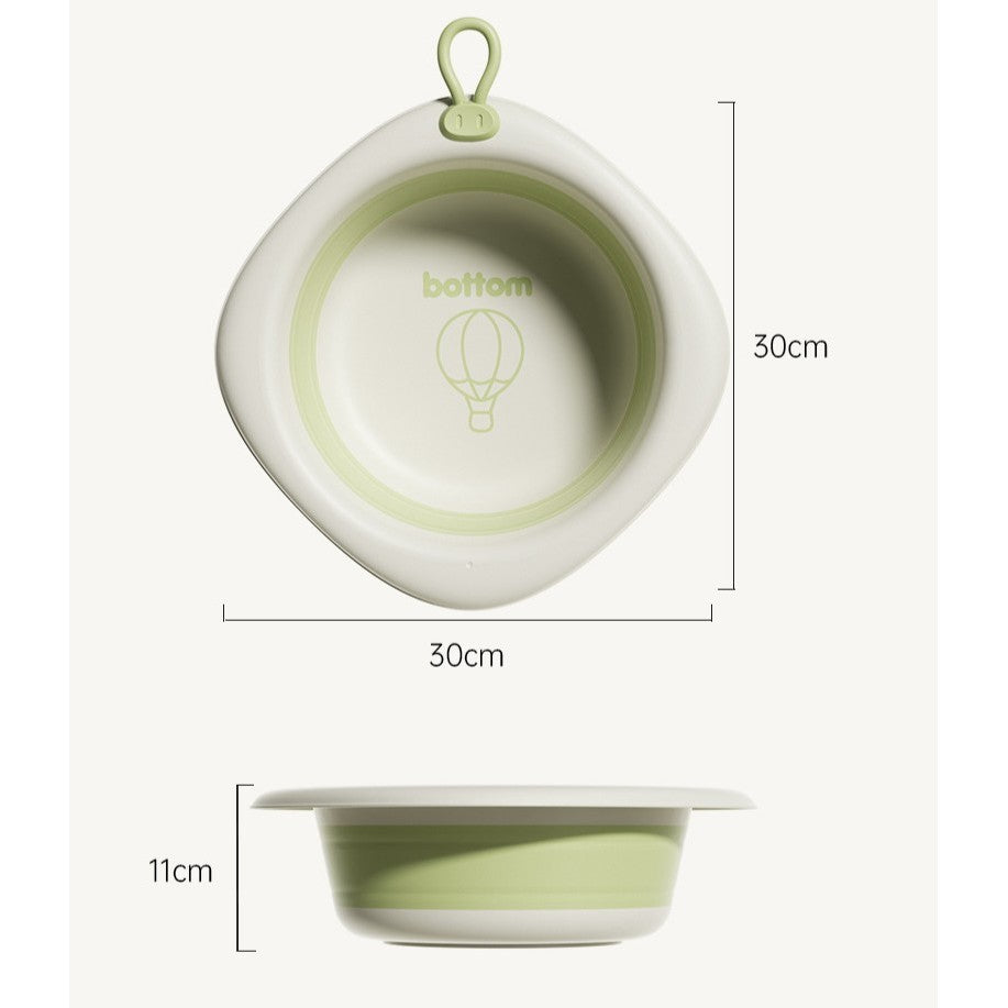 Cadita Pliabila pentru Bebelusi si Copii, Design Compact Romb, Material Plastic si Silicon, Verde, 31.5x31.5x3.5 cm, 3L