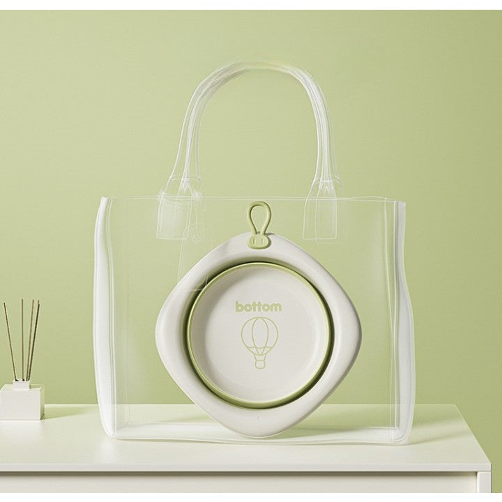Cadita Pliabila pentru Bebelusi si Copii, Design Compact Romb, Material Plastic si Silicon, Verde, 31.5x31.5x3.5 cm, 3L