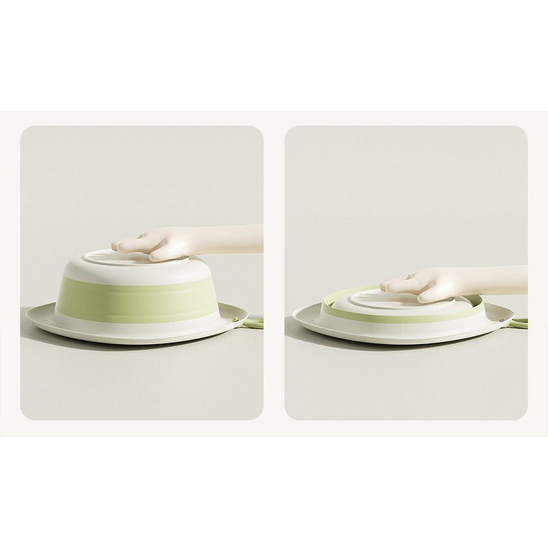 Cadita Pliabila pentru Bebelusi si Copii, Design Compact Romb, Material Plastic si Silicon, Verde, 31.5x31.5x3.5 cm, 3L
