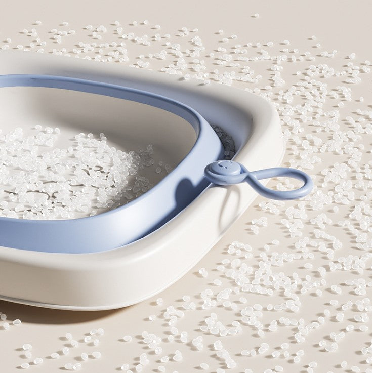 Cadita Pliabila pentru Bebelusi si Copii, Model Patrat cu Baza Antiderapanta, Material Non-Toxic, Capacitate 4 L, Albastru, 32x27.5x3.7 cm