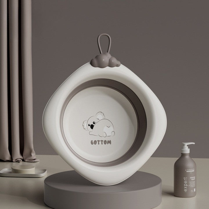 Cadita Pliabila pentru Bebelusi si Copii, Design Ergonomic cu Model Romb Koala, Material Non-Toxic Antiderapant, Gri, 30x30x3.5 cm, 4L