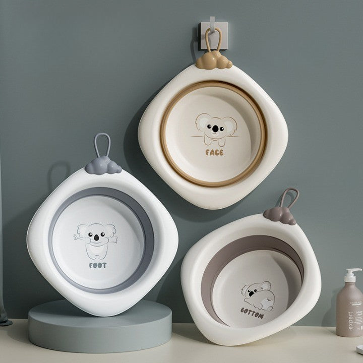 Cadita Pliabila pentru Bebelusi si Copii, Design Ergonomic cu Model Romb Koala, Material Non-Toxic Antiderapant, Gri, 30x30x3.5 cm, 4L