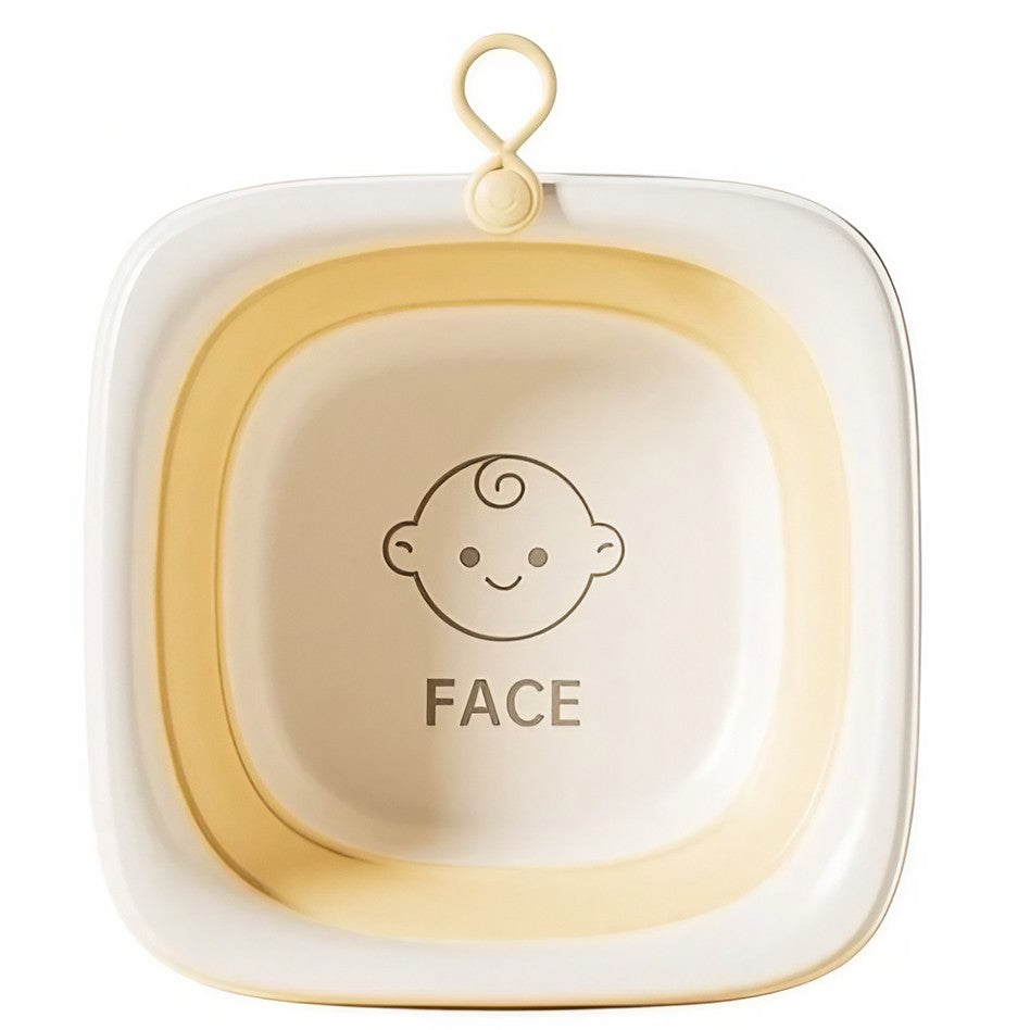 Cadita Pliabila pentru Bebelusi si Copii, Design Patrat, Fund Antiderapant si Margini Rotunjite, Material Non-Toxic, Galben, 4 L, 32x27.5x3.7 cm