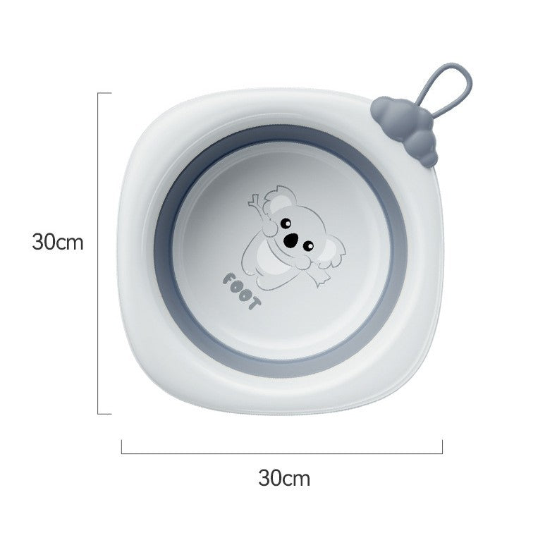 Cadă Pliabilă pentru Bebeluşi şi Copii, Design Ergonomic cu Model Romb Koala, Material Non-Toxic, Portabilă pentru Călătorii, Capacitate 4 L, 30x30x3.5 cm, Gri