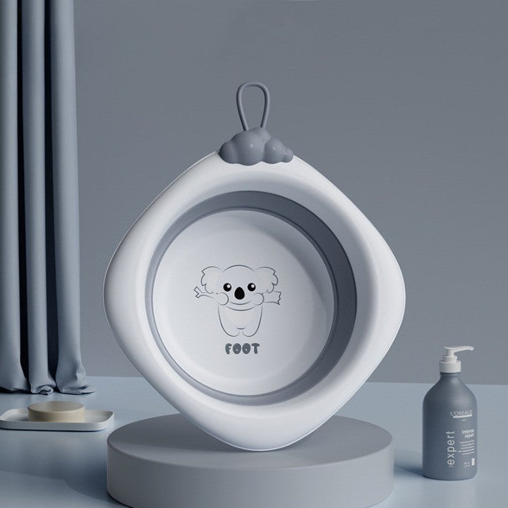 Cadă Pliabilă pentru Bebeluşi şi Copii, Design Ergonomic cu Model Romb Koala, Material Non-Toxic, Portabilă pentru Călătorii, Capacitate 4 L, 30x30x3.5 cm, Gri