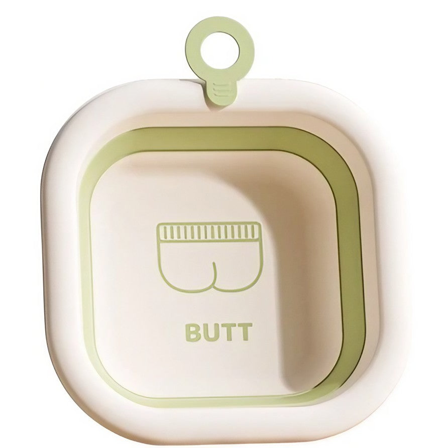 Cadita Pliabila pentru Bebelusi si Copii, Design Patrat cu Baza Antiderapanta, Material Plastic si Silicon, Capacitate 3.5 L, 30x30x3.5 cm, Verde