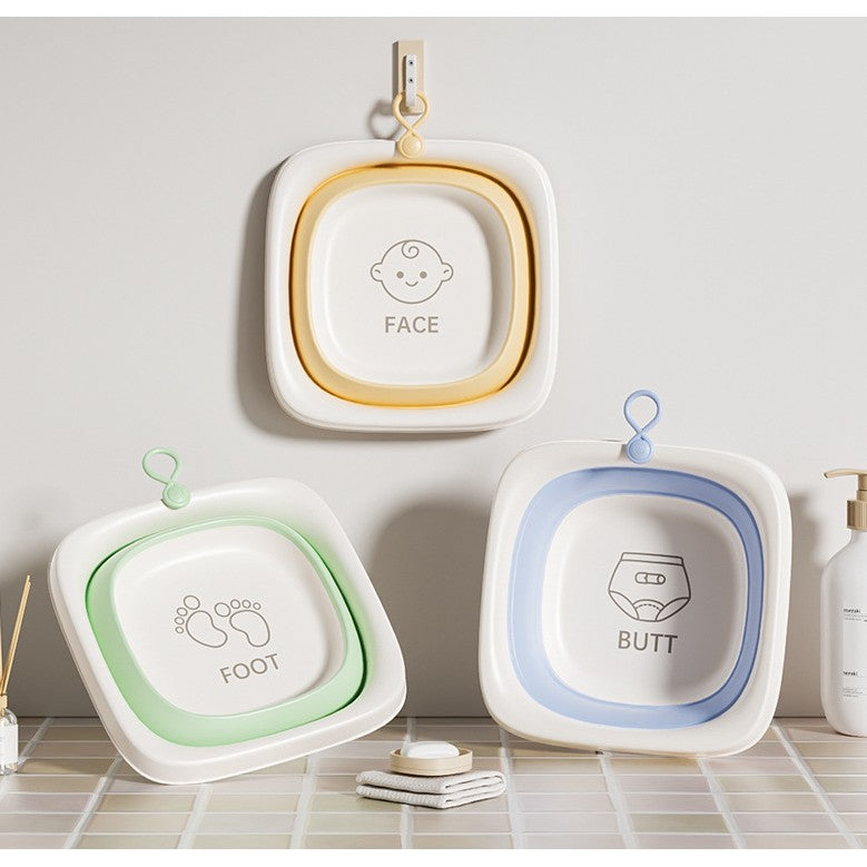 Cadita Pliabila pentru Bebelusi si Copii, Design Patrat, Fund Antiderapant, Plastic si Silicon, 4 L, 32x27.5x3.7 cm, Verde