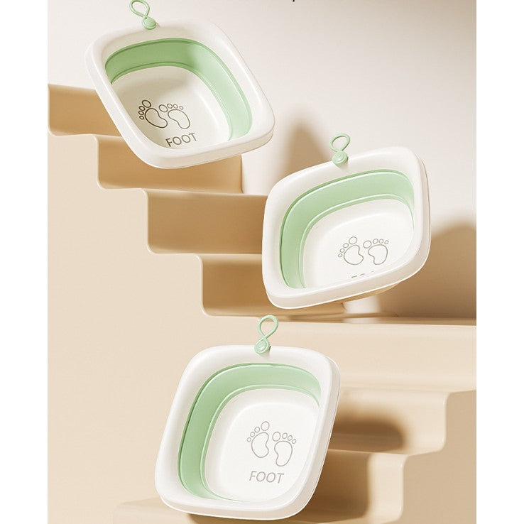 Cadita Pliabila pentru Bebelusi si Copii, Design Patrat, Fund Antiderapant, Plastic si Silicon, 4 L, 32x27.5x3.7 cm, Verde