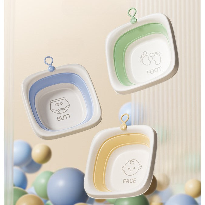 Cadita Pliabila pentru Bebelusi si Copii, Design Patrat, Fund Antiderapant, Plastic si Silicon, 4 L, 32x27.5x3.7 cm, Verde