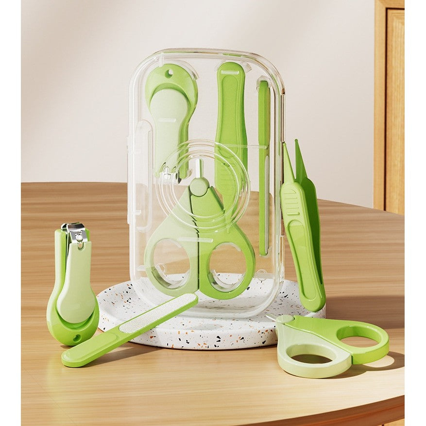 Set 4 in 1 Ingrijire Unghii pentru Bebelusi si Copii, Unghiera, Foarfeca, Pila si Penseta, Otel Inoxidabil si ABS Fara BPA, 0-6 Ani, 13.6x8x2 cm, Verde