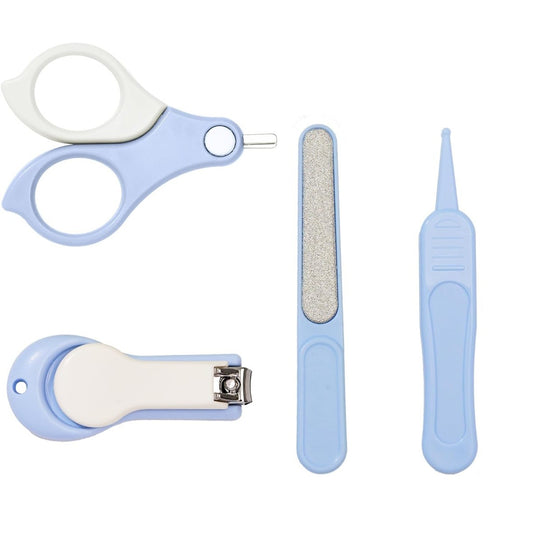 Set 4in1 Ingrijire Unghii pentru Bebeluși și Copii, Foarfecă, Unghieră, Pilă și Pensetă, Oțel Inoxidabil și ABS fără BPA, 0-6 Ani, Albastru Deschis