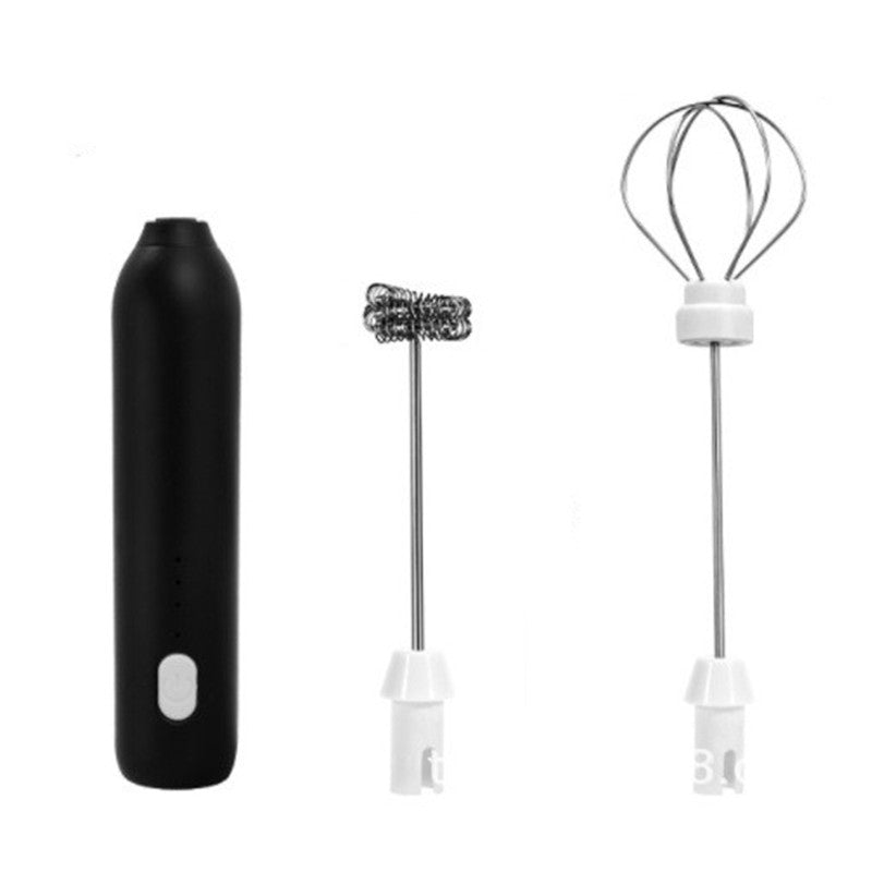 Mixer Spuma Lapte, Tel Electric Cu Incarcare USB, Bauturi Calde Si Reci, Maner Izolat Termic, Otel Inoxidabil, 2 Accesorii Omogenizare, Negru