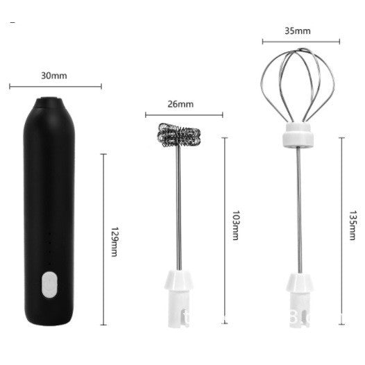 Mixer Spuma Lapte, Tel Electric Cu Incarcare USB, Bauturi Calde Si Reci, Maner Izolat Termic, Otel Inoxidabil, 2 Accesorii Omogenizare, Negru