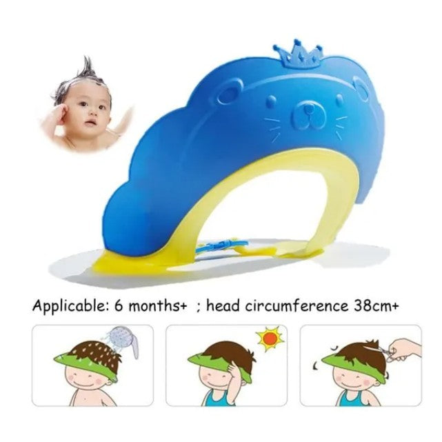 Fippy Viziera de Protectie Baie pentru Copii si Bebelusi, Protectie Ochi si Urechi Impotriva Samponului, Banda Ajustabila, Model Coronita Leu, TPE si PP, 21x20.5 cm, Albastru