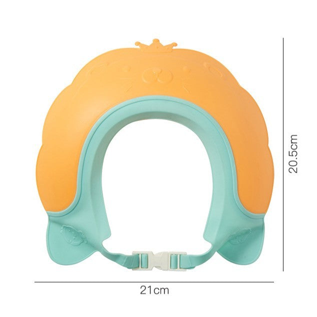 Viziera de Protectie Baie Pentru Copii si Bebelusi, Fippy, Model Coronita Leu cu Protectie Urechi, Silicon TPE si PP, Dimensiune Ajustabila, 21x20.5 cm, Portocaliu