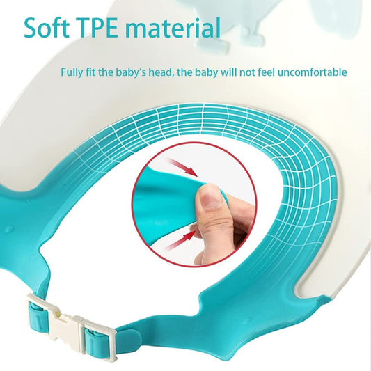 Viziera Protectie Baie Pentru Copii si Bebelusi Fippy, Protectie Ochi si Urechi Impotriva Samponului, Model Coroana, Banda Ajustabila, TPE si Silicon, 22x21 cm, Albastru