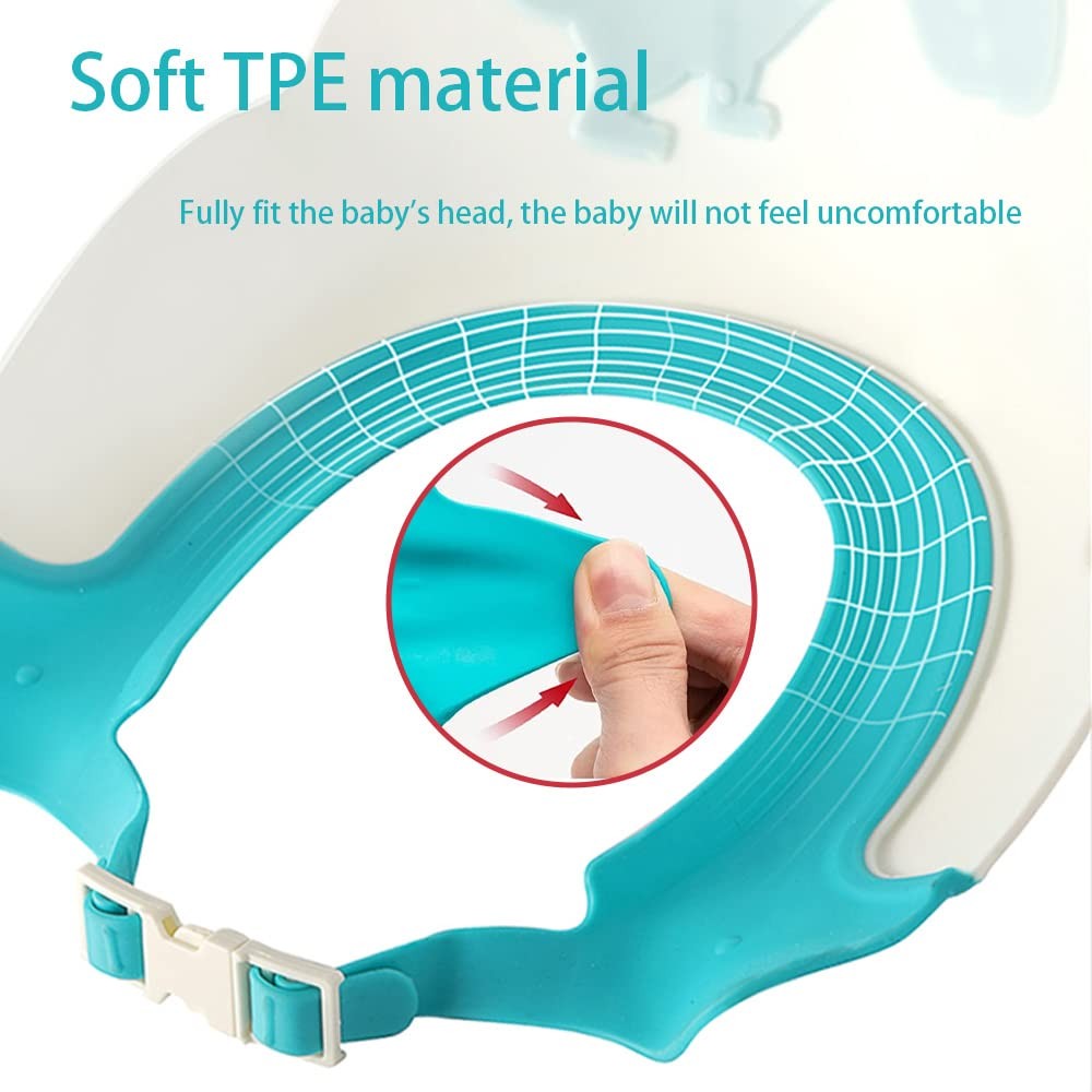 Viziera Protectie Baie Pentru Copii si Bebelusi Fippy, Protectie Ochi si Urechi Impotriva Samponului, Model Coroana, Banda Ajustabila, TPE si Silicon, 22x21 cm, Albastru