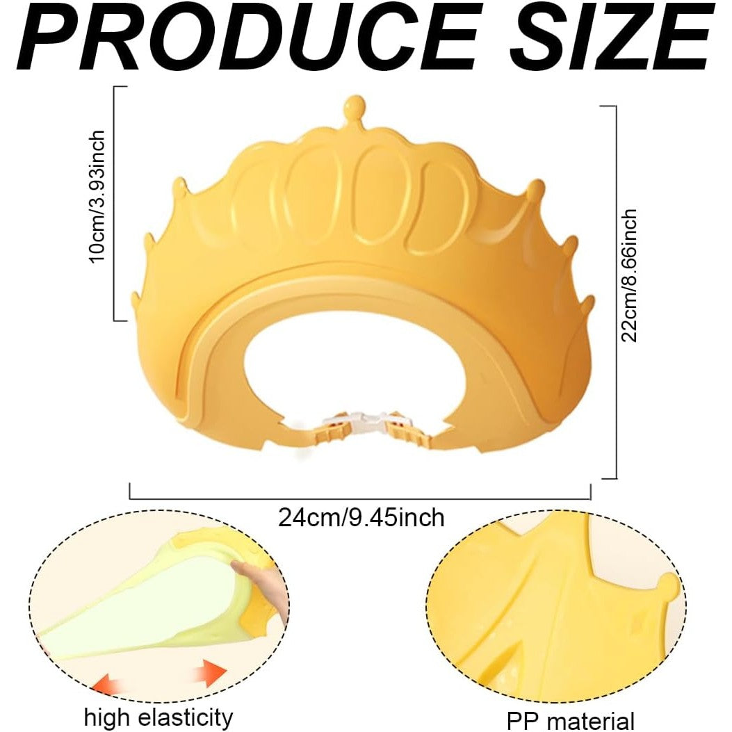 Fippy Viziera Protectie Baie Bebelusi si Copii, Cozoroc Protectie Sampon pentru Ochi si Urechi, Model Coronita Ajustabila, Material TPE si Silicon, 24x22 cm, Galben
