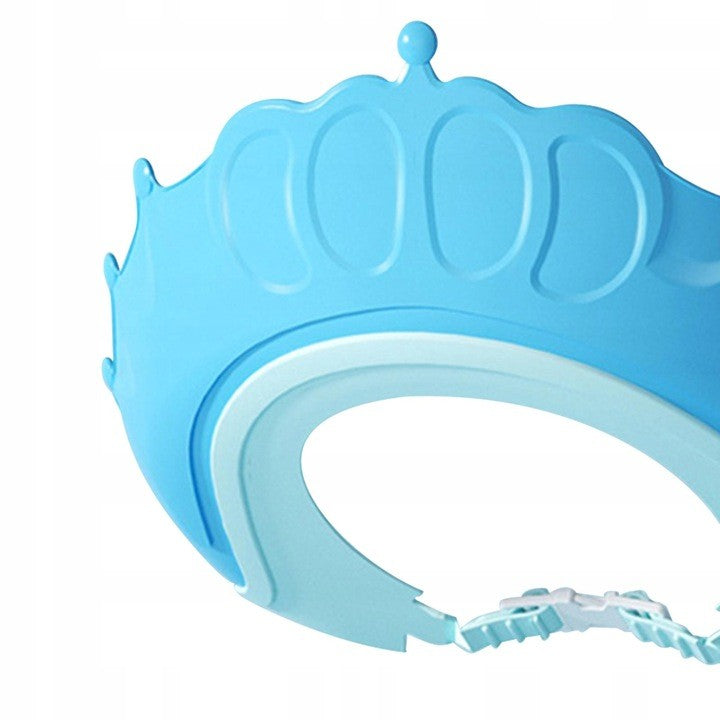 Viziera Protectie Baie Pentru Copii si Bebelusi Fippy, Protectie Ochi si Urechi Impotriva Samponului, Model Coronita, Banda Ajustabila, Material TPE si Silicon, 24x22 cm, Albastru