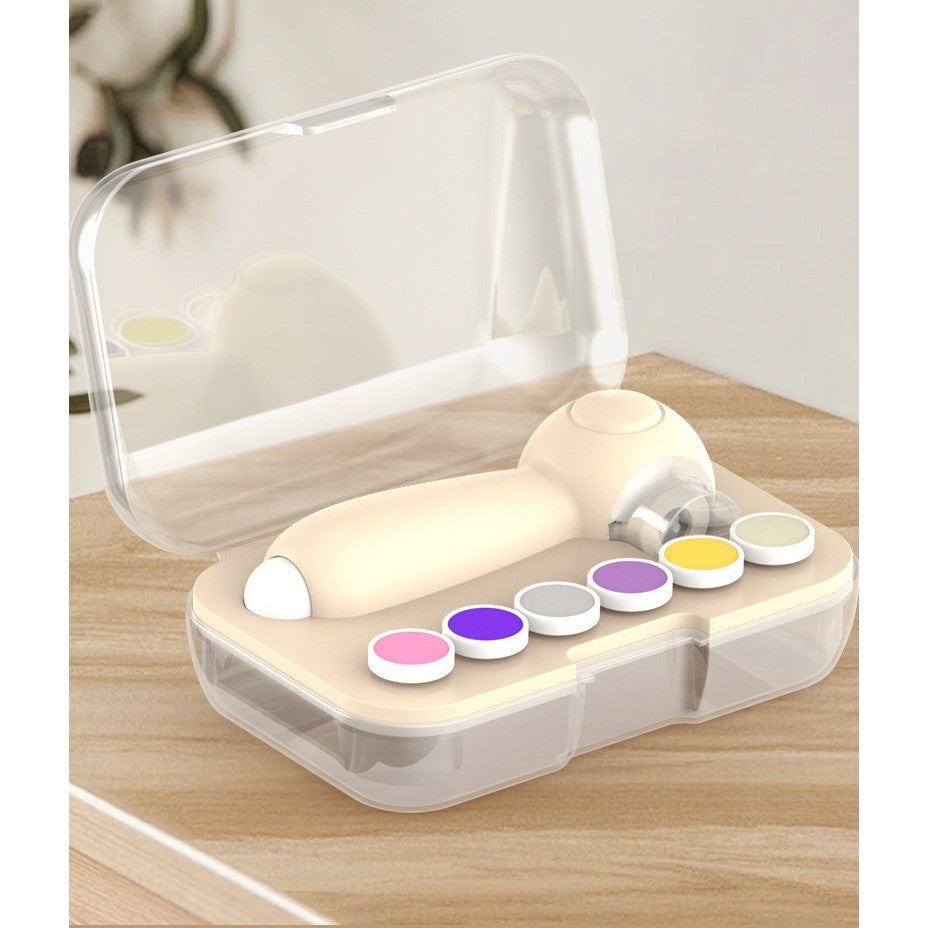 Pila Electrica pentru Bebelusi si Copii, Set Ingrijire Unghii Silentios cu Lumina LED si 6 Capete Inlocuibile, Incarcare USB, Material ABS, 11.5 x 5.5 cm, Alb