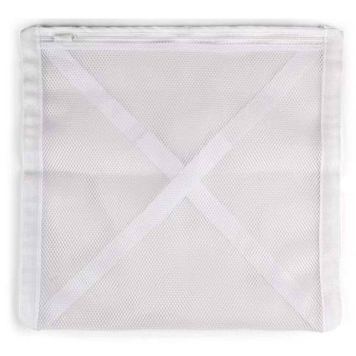 Sac pentru Spalarea Incaltamintei la Masina de Spalat, Plasa Protectie cu Fermoar, Poliester, 40x40x1 cm, Alb