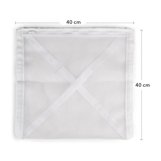 Sac pentru Spalarea Incaltamintei la Masina de Spalat, Plasa Protectie cu Fermoar, Poliester, 40x40x1 cm, Alb