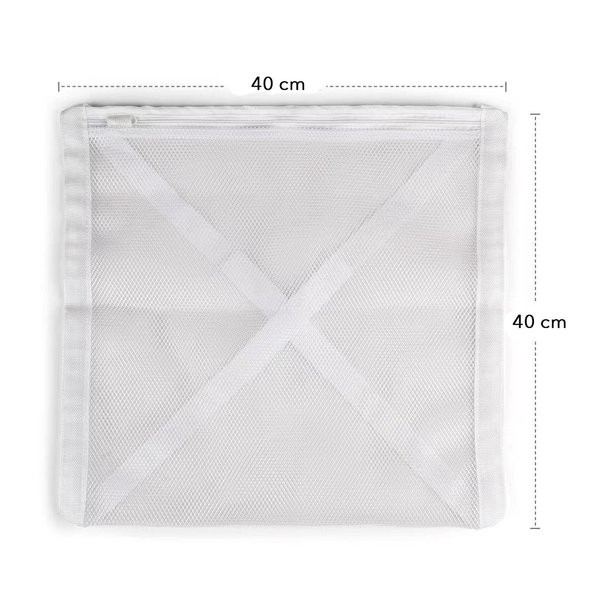 Sac pentru Spalarea Incaltamintei la Masina de Spalat, Plasa Protectie cu Fermoar, Poliester, 40x40x1 cm, Alb
