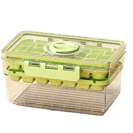 Formă de Gheață cu Două Straturi, Eliberare Rapidă prin Apăsare, Închidere Etanșă Anti-Miros, Plastic PP și PET, 19 x 12 x 9.5 cm, Verde