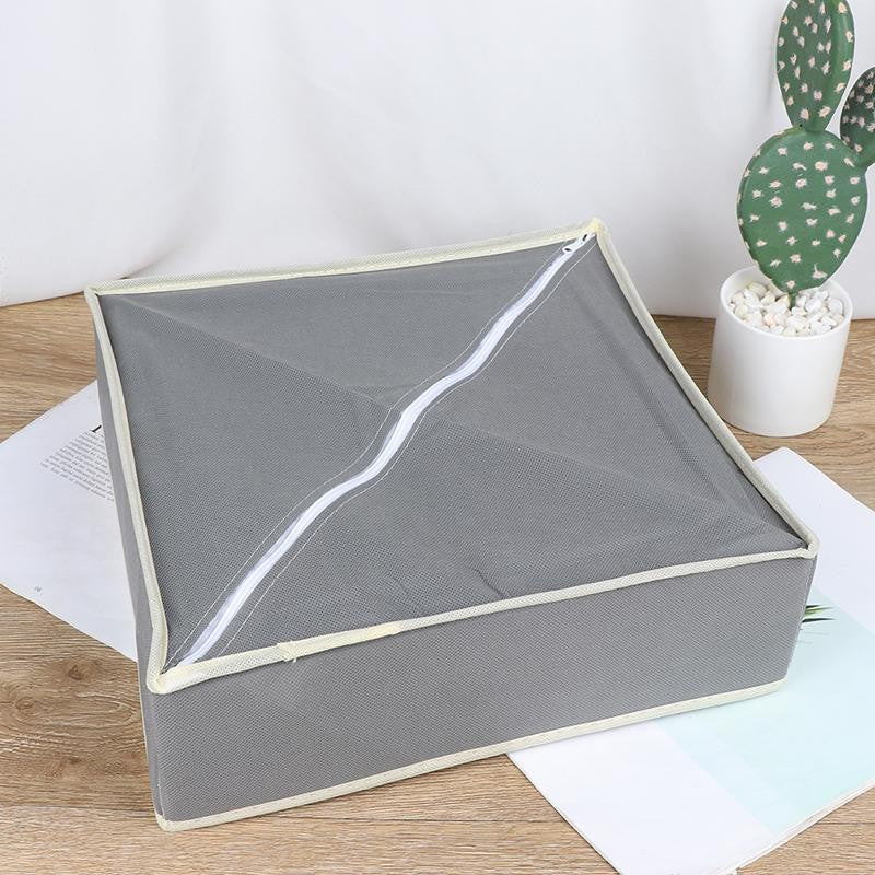 Cutie De Depozitare Organizator Pentru Lenjerie, Sosete Si Sutiene, Design Pliabil Cu Fermoar, Material Textil Oxford, 24 Compartimente, 32 x 32 x 10 cm, Gri