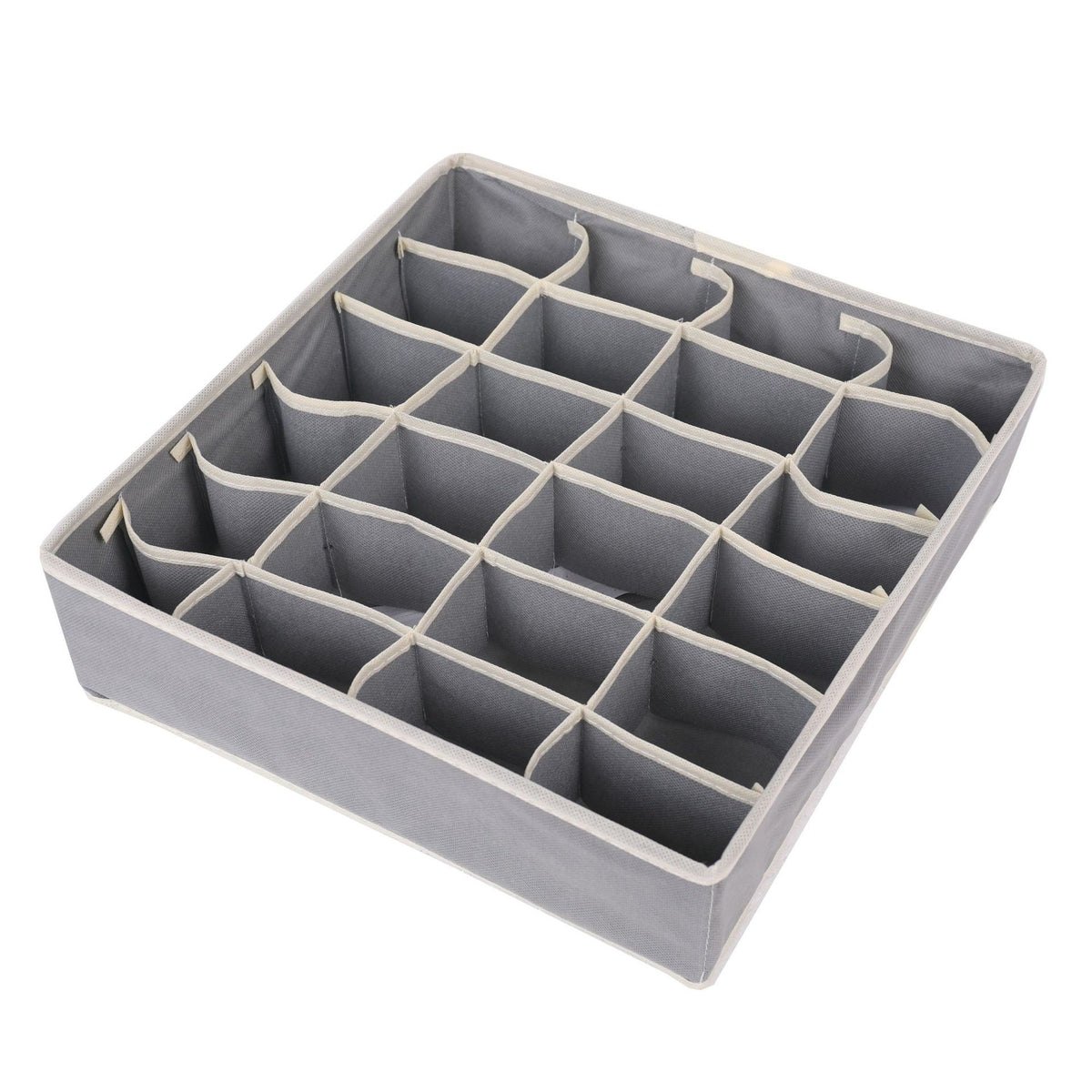 Cutie De Depozitare Organizator Pentru Lenjerie, Sosete Si Sutiene, Design Pliabil Cu Fermoar, Material Textil Oxford, 24 Compartimente, 32 x 32 x 10 cm, Gri
