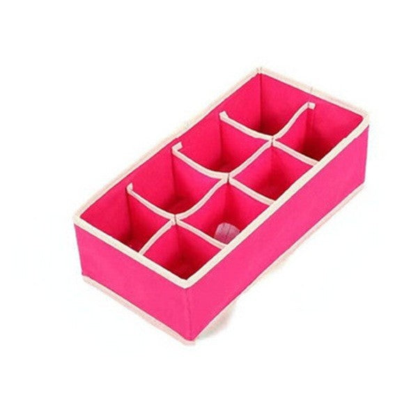 Cutie Depozitare Lenjerie, Organizator Sertar Pliabil Pentru Sosete Si Sutiene, Material Textil Oxford, 8 Compartimente, 32 x 16 x 10 cm, Roz