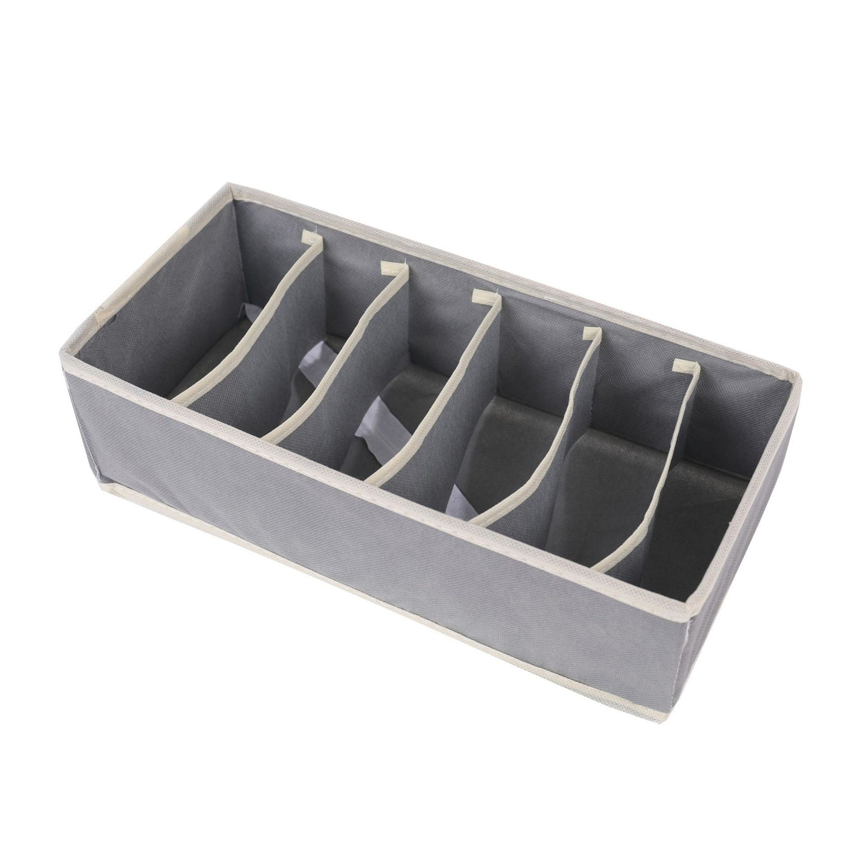Organizator Sertar Pentru Lenjerie, Sosete Si Sutiene, Cutie Depozitare Pliabila, Material Textil Oxford, 6 Compartimente, 32 x 16 x 10 cm, Gri