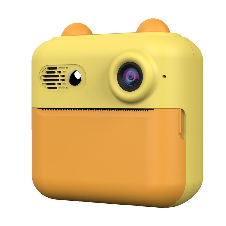 Cameră Foto Instantanee pentru Copii, Imprimare Termică Alb-Negru, Ecran HD 2.4 Inch, Rezoluție 24MP, Video 720P, Conexiune Bluetooth, Acumulator 1200 mAh, Portocaliu, Set 10 Role Hârtie și Markere