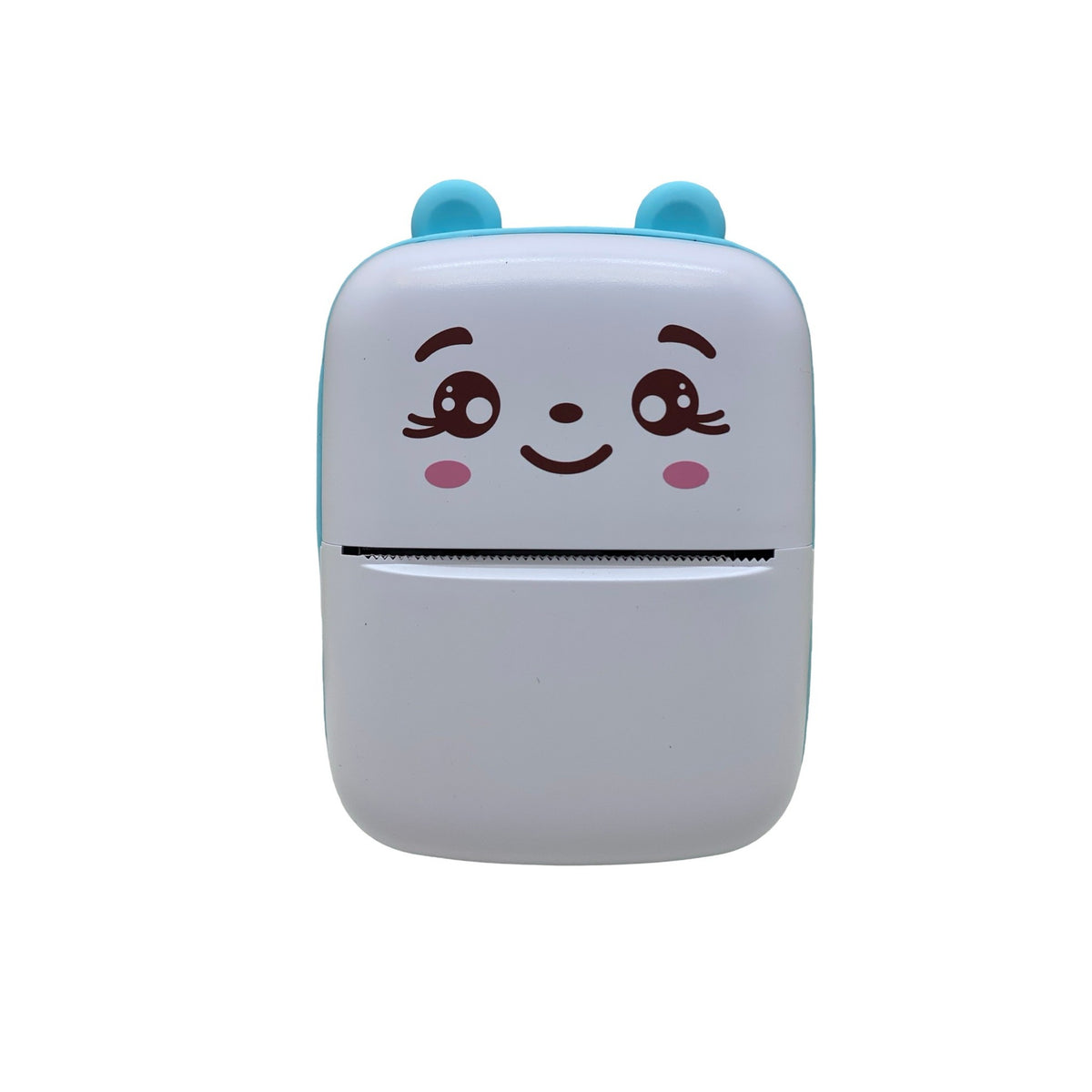 Mini Imprimanta Foto Portabila, Imprimare Termica Bluetooth 200 DPI, Incarcare USB, Design Ursulet, Include 5 Role Hartie Termica, 5 Role Autocolante si Markere, Alb/Albastru