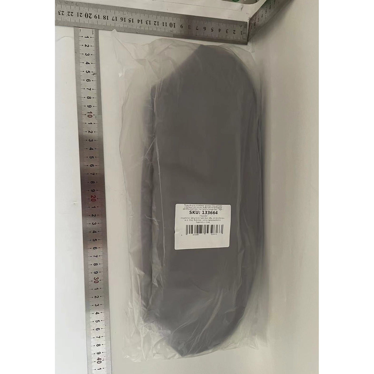 Geanta Organizator pentru Lenjerie Intima, Sutiene si Sosete, 3 in 1, Portabila pentru Calatorii, Deschidere 180 Grade, Poliester Respirabil, 23 x 13 x 13 cm, Gri