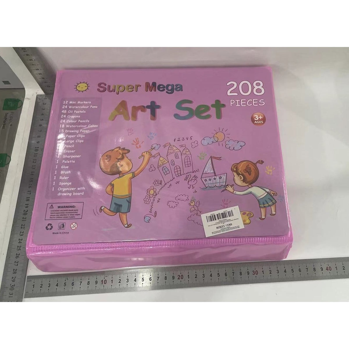 Set Complet pentru Pictură și Desen, Servieta Creativă cu 208 Piese, Carioci, Creioane Colorate și Acuarele, Plastic și Lemn, 3-12 Ani, Roz