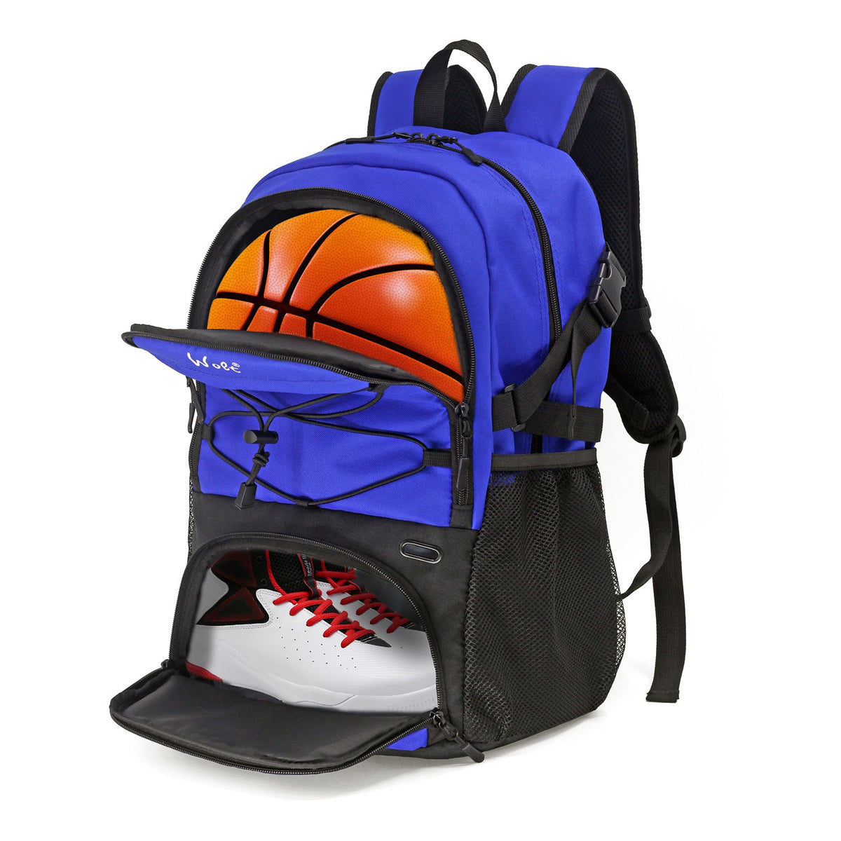 Rucsac Baschet si Sport Multifunctional, Compartiment Minge si Pantofi, Panza Oxford Impermeabila, Laptop, 32 Litri, 45x32x22 cm, Albastru-Negru