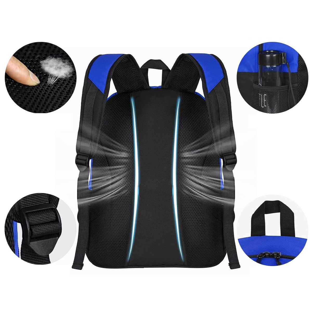 Rucsac Baschet si Sport Multifunctional, Compartiment Minge si Pantofi, Panza Oxford Impermeabila, Laptop, 32 Litri, 45x32x22 cm, Albastru-Negru