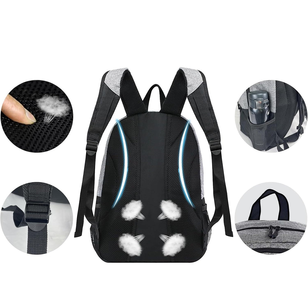 Rucsac Baschet si Sport Multifunctional, Compartiment Minge si Incaltaminte, Spatiu Laptop, Panza Oxford Impermeabila, Capacitate 32 Litri, 45x32x22 cm, Gri-Negru
