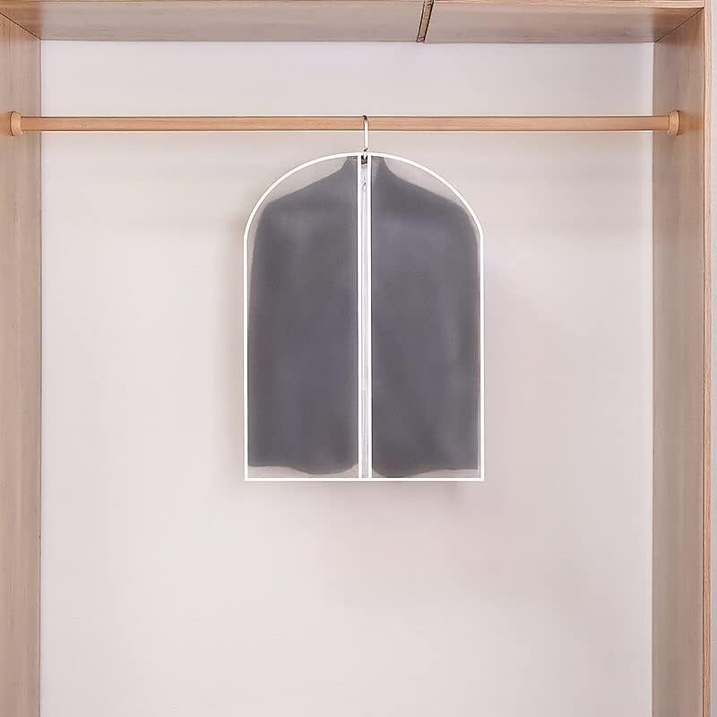 Set 5 Huse de Depozitare Haine cu Fermoar, Protectie Anti-Praf si Umiditate, Organizator Voiaj, Material PEVA Impermeabil, 60x80 cm, Transparent-Alb