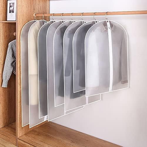 Set 5 Huse de Depozitare pentru Haine, Protectie Anti-Praf si Umiditate, Inchidere cu Fermoar, Material PEVA Impermeabil, 60x120 cm, Transparent-Alb