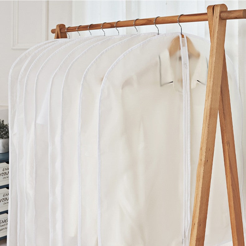 Set 5 Huse Depozitare Haine cu Fermoar, Protectie Anti-Praf si Umiditate pentru Dulap sau Voiaj, Material PEVA Impermeabil, 60x100 cm, Transparent-Alb
