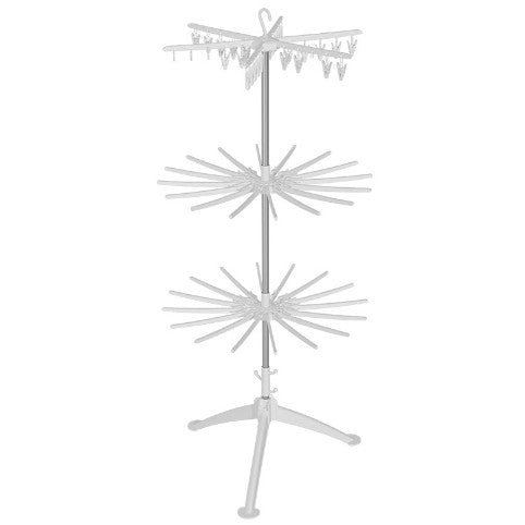 Uscator De Rufe Vertical, 3 Niveluri De Uscare, Pliabil Cu Rotire 360 Grade, Otel Inoxidabil Si ABS, 178.7 x 75 cm, Alb