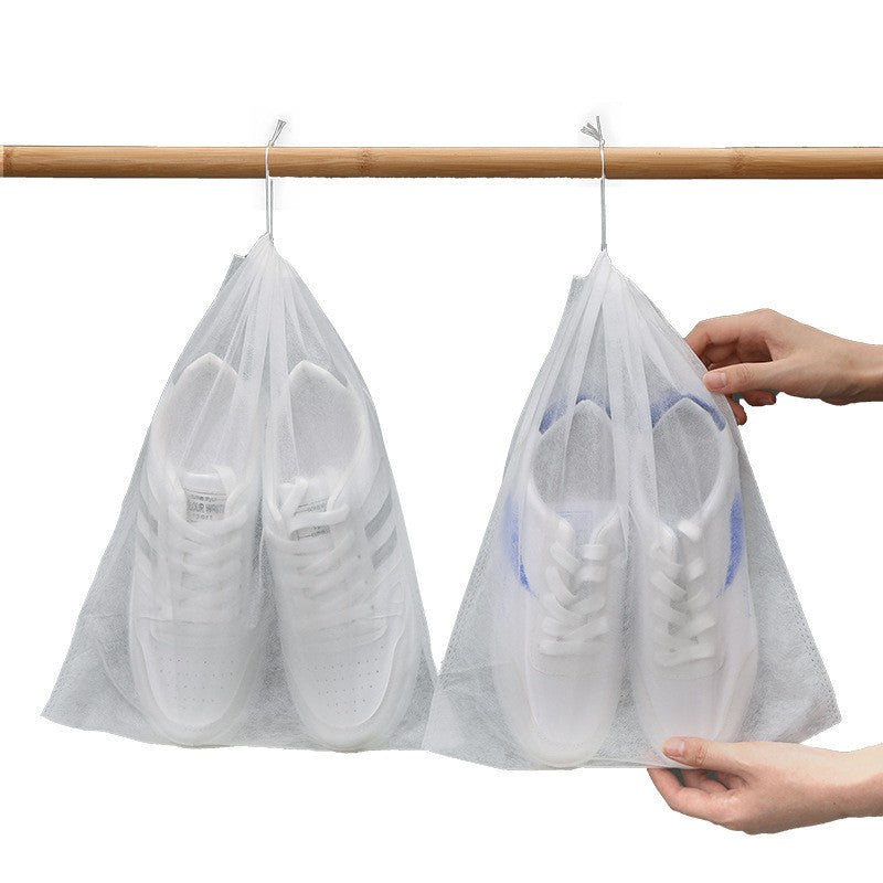Set 50 Saci Depozitare Incaltaminte si Organizatori Voiaj, Protectie Anti-Ingalbenire si Anti-Praf, Material Netesut cu Snur, Alb Transparent, 38x32 cm