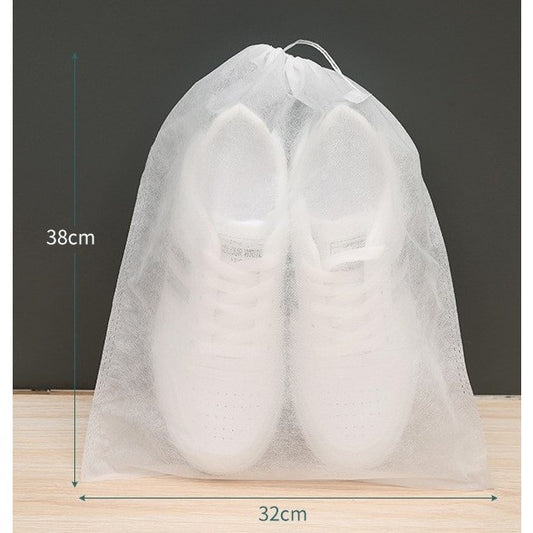 Set 50 Saci Depozitare Incaltaminte si Organizatori Voiaj, Protectie Anti-Ingalbenire si Anti-Praf, Material Netesut cu Snur, Alb Transparent, 38x32 cm