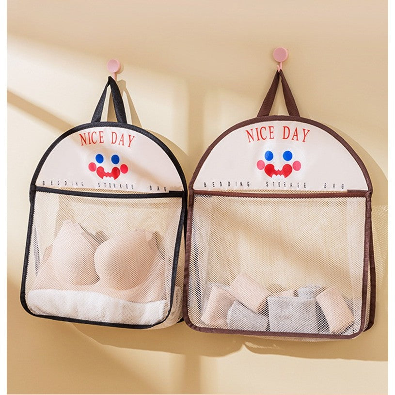 Geanta Depozitare Tip Saculet de Agatat, Organizator Multifunctional pentru Usa sau Baie, Plasa Respirabila si Panza Oxford, 40 x 10 x 44 cm, Negru