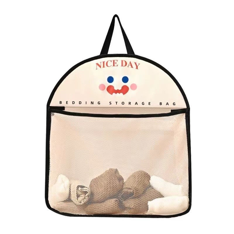 Geanta Depozitare Tip Saculet de Agatat, Organizator Multifunctional pentru Usa sau Baie, Plasa Respirabila si Panza Oxford, 40 x 10 x 44 cm, Negru